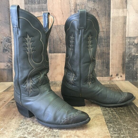 Tony Lama Vintage Gold Label Teju Lizard Wingtip Cowboy Boots Mens 9 D - Picture 12 of 12